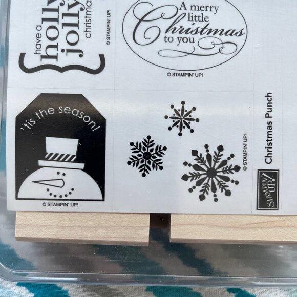 NEW Stampin' Up! Christmas Punch Wood Mount Rubber Stamps, UNMOUNTED, Set of 7 - Picture 3 of 4